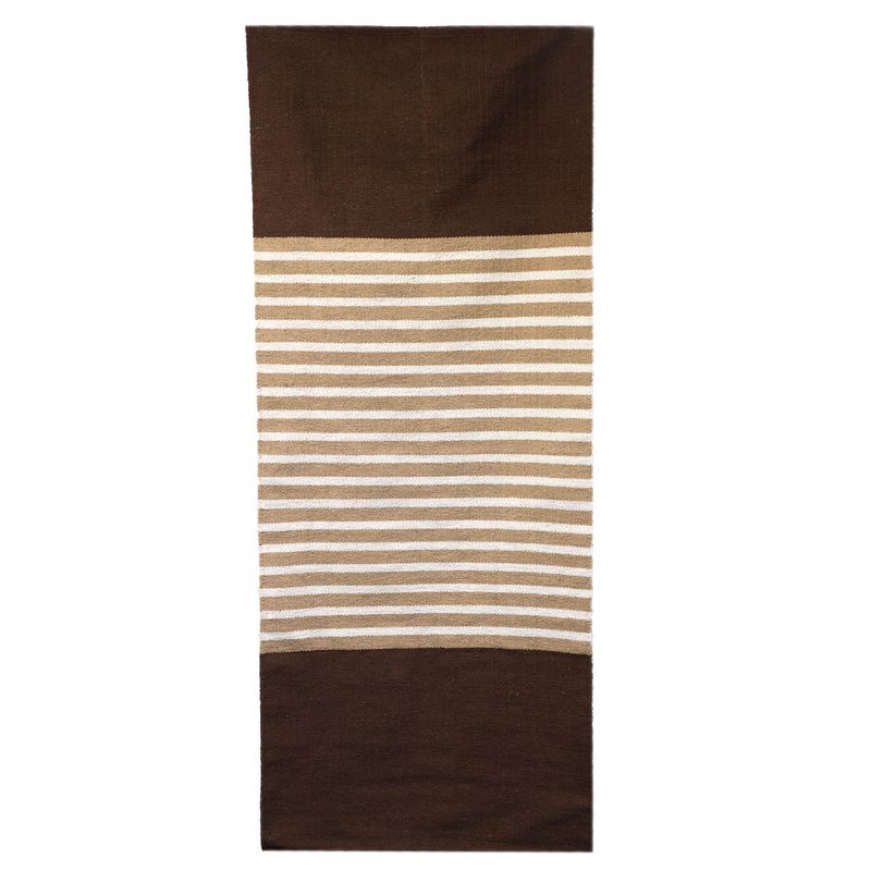 Indischer Baumwollteppich – 70 x 170 cm – Dunkelbraun / Beige