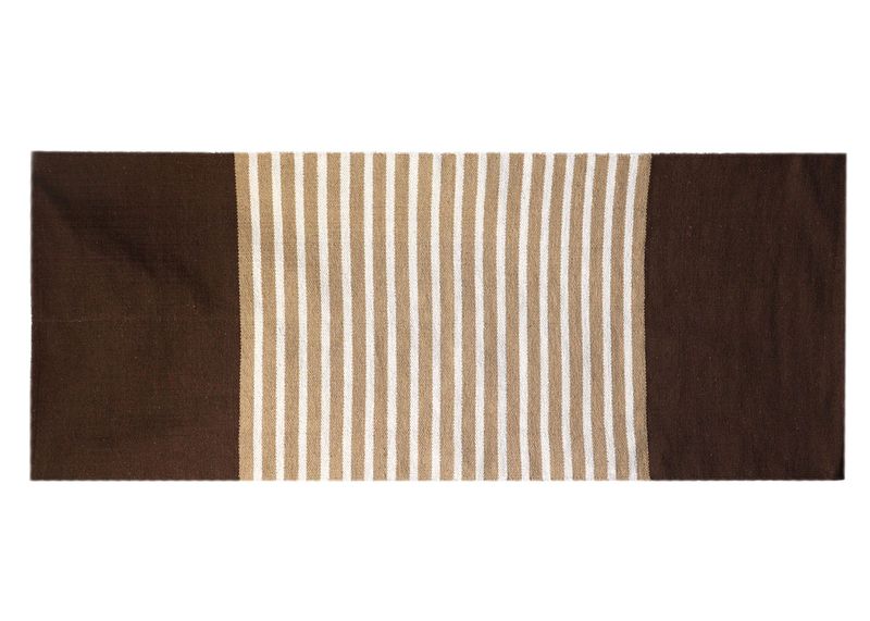 Indischer Baumwollteppich – 70 x 170 cm – Dunkelbraun / Beige