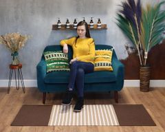 Indischer Baumwollteppich – 70 x 170 cm – Dunkelbraun / Beige