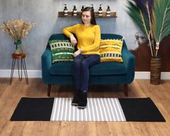 Indischer Baumwollteppich – 70 x 170 cm – Schwarz / Grau