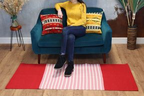 Indischer Baumwollteppich – 70 x 170 cm – Rot/Rosa