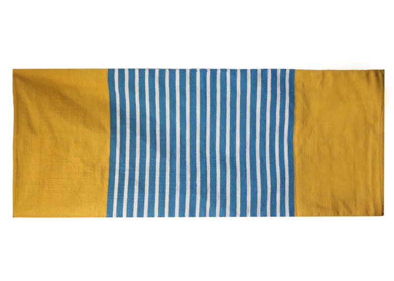 Indischer Baumwollteppich – 70 x 170 cm – Gelb/Blau
