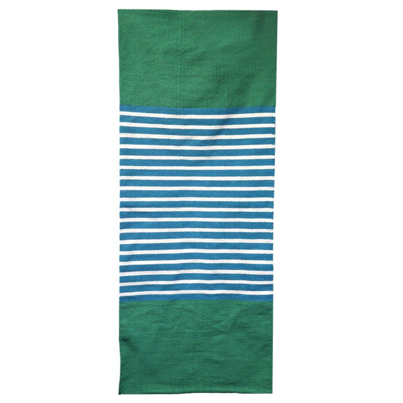 Indischer Baumwollteppich – 70 x 170 cm – Blau/Grün