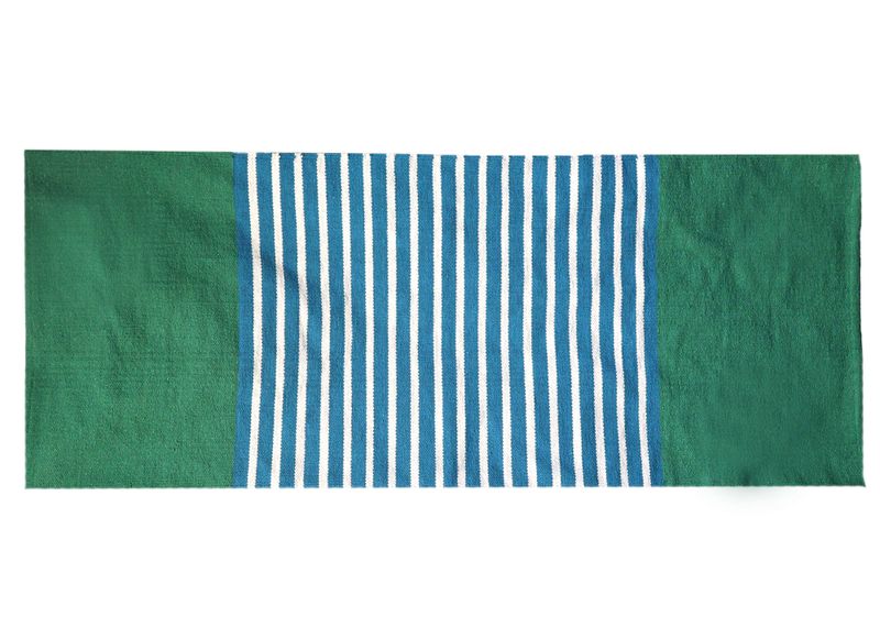 Indischer Baumwollteppich – 70 x 170 cm – Blau/Grün