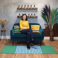 Indischer Baumwollteppich – 70 x 170 cm – Blau/Grün