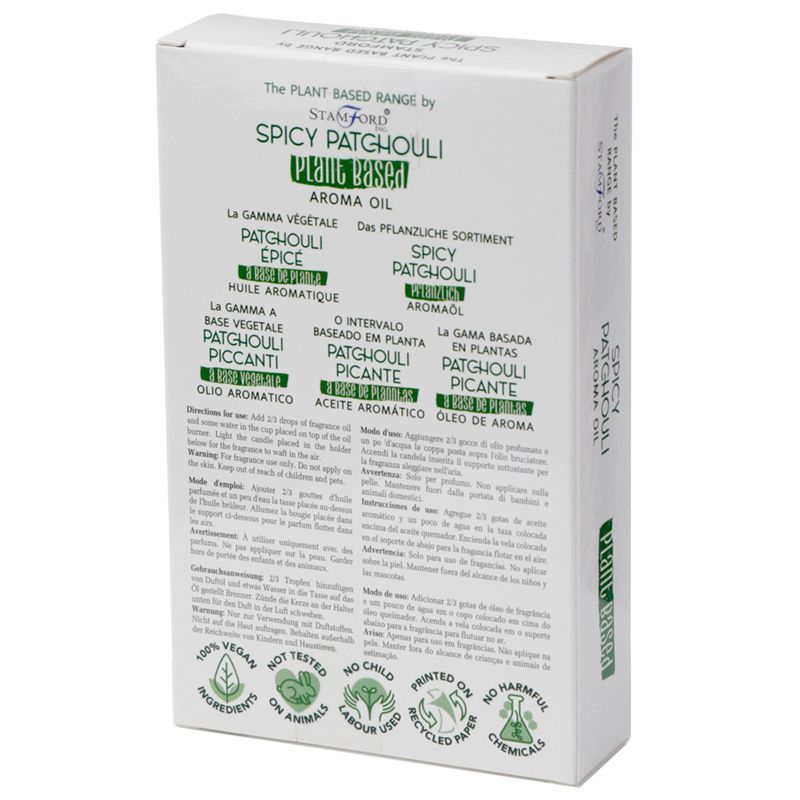 Packung mit 6 pflanzlichen Aromaölen – würziges Patschuli