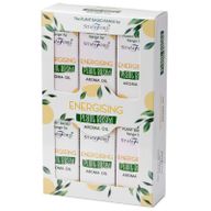 Packung mit 6 Aromaölen auf Pflanzenbasis - Energetisierend