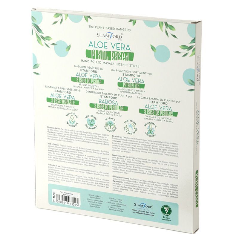 Packung mit 6 pflanzlichen Masala-Räucherstäbchen - Aloe Vera