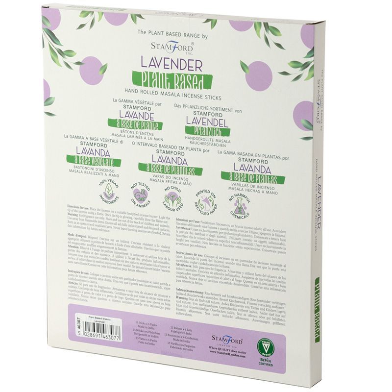 Packung mit 6 pflanzlichen Masala-Räucherstäbchen – Lavendel
