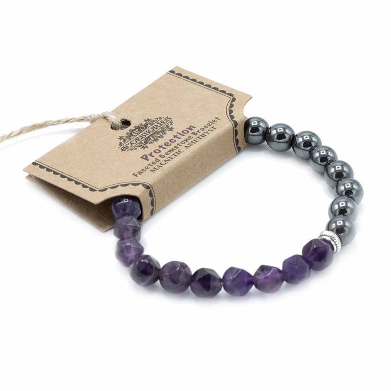 Facettiertes Edelsteinarmband - Magnetischer Amethyst