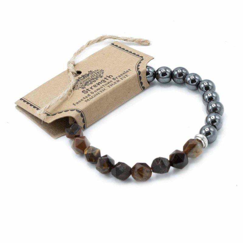 Facettiertes Edelstein-Armband - Magnetisches Tigerauge