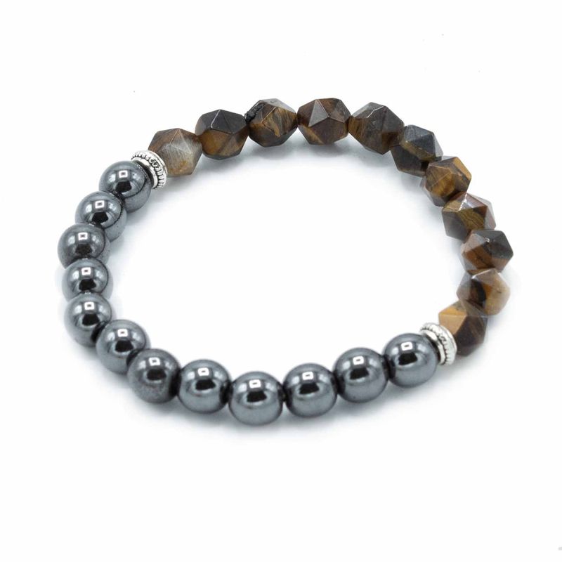 Facettiertes Edelstein-Armband - Magnetisches Tigerauge