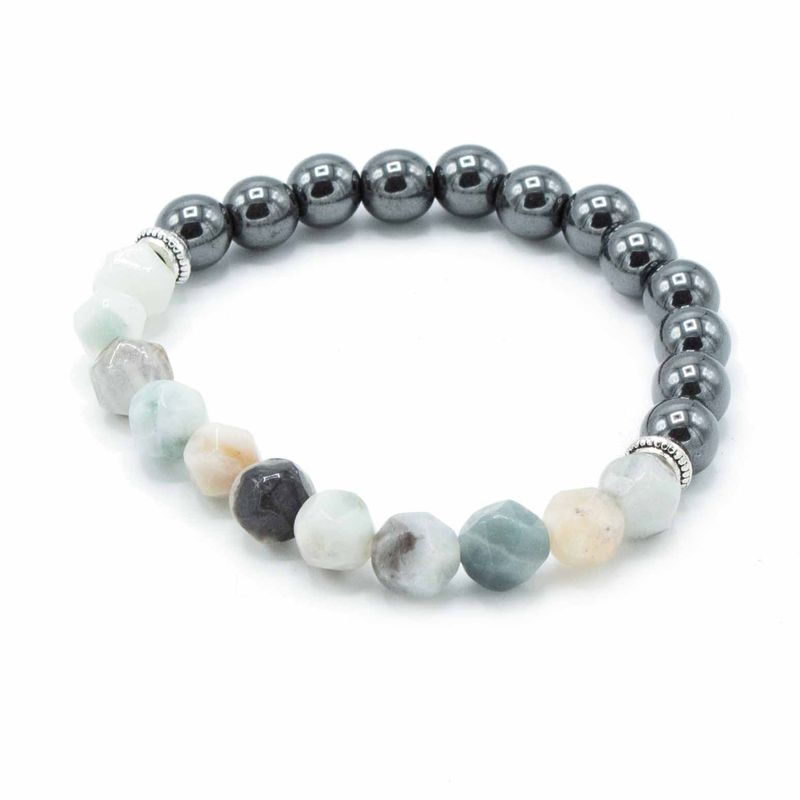 Facettiertes Edelsteinarmband - Magnetische Bergjade