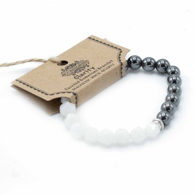 Facettiertes Edelsteinarmband - Magnetischer Bergquarz