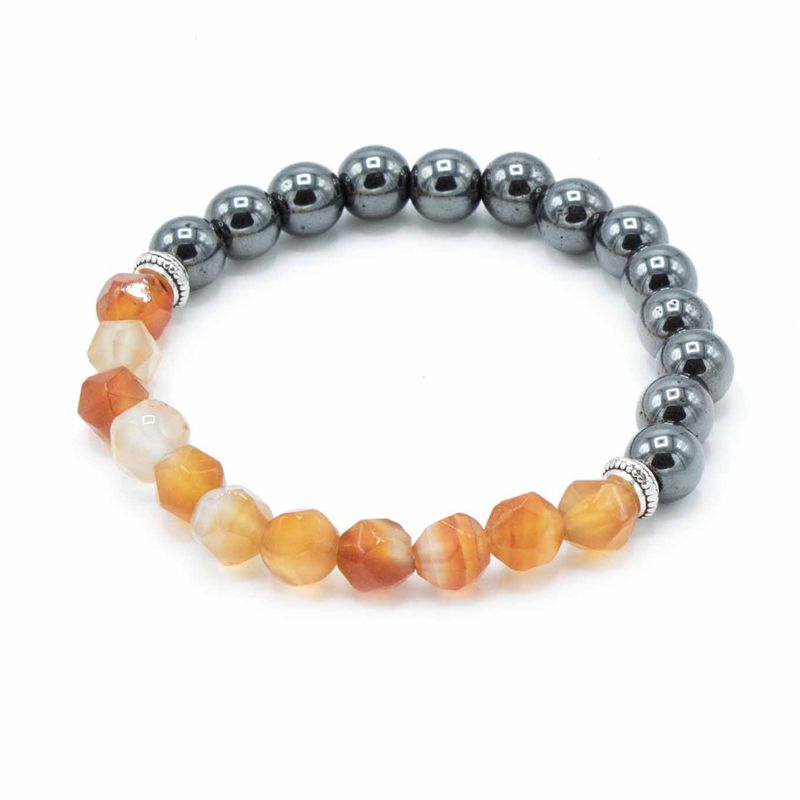 Facettiertes Edelsteinarmband - Magnetischer Karneol