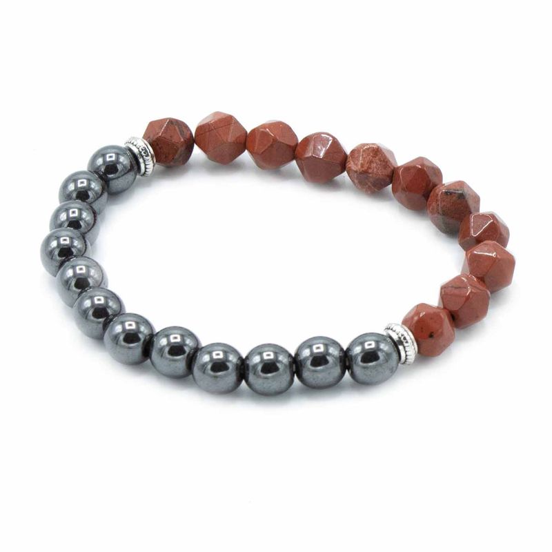 Facettiertes Edelstein-Armband – Magnetischer Roter Jaspis