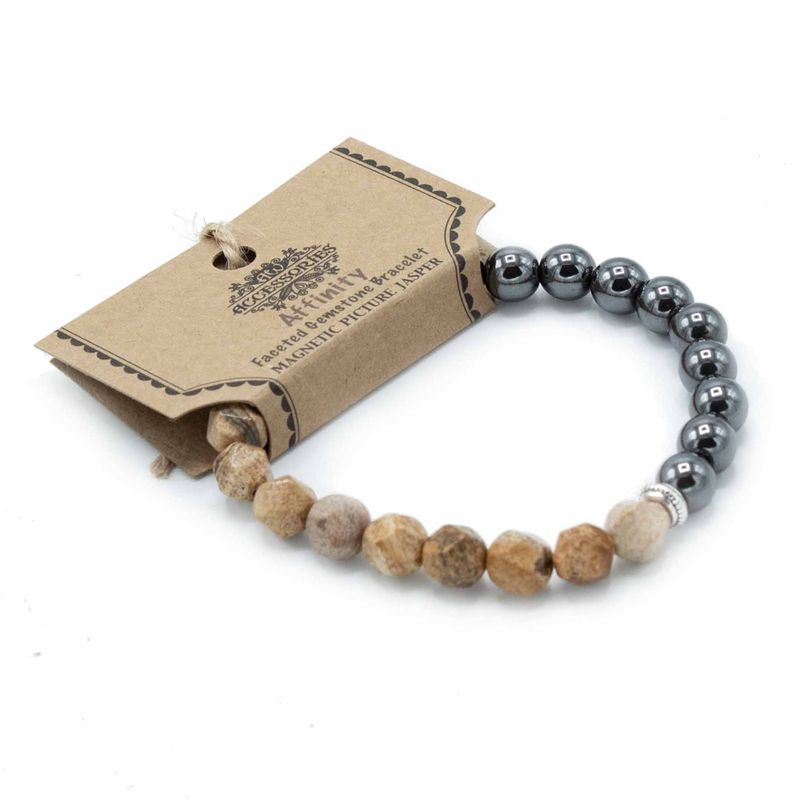 Facettiertes Edelstein-Armband - Magnetischer Bildjaspis