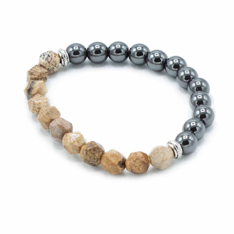 Facettiertes Edelstein-Armband - Magnetischer Bildjaspis