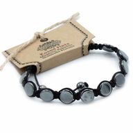 Magnetisches Hämatit-Shamballa-Armband - Runde Wohnungen