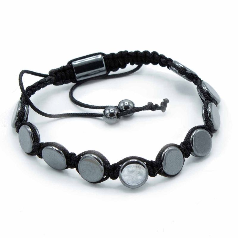 Magnetisches Hämatit-Shamballa-Armband - Runde Wohnungen