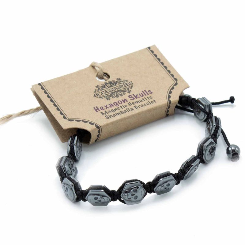 Magnetisches Hämatit-Shamballa-Armband - Hexagon-Schädel