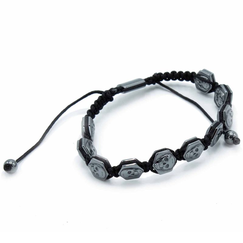 Magnetisches Hämatit-Shamballa-Armband - Hexagon-Schädel