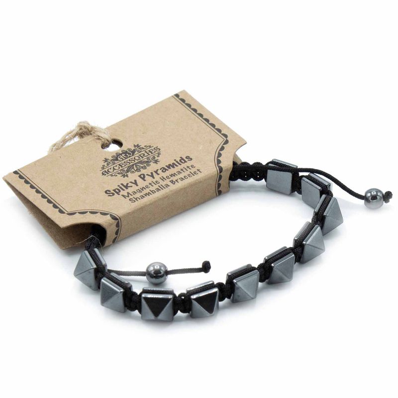 Magnetisches Hämatit Shamballa Armband - Stachelige Pyramiden