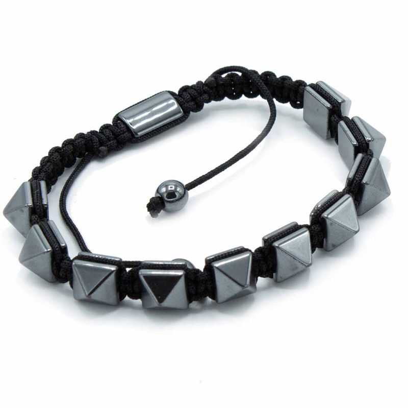 Magnetisches Hämatit Shamballa Armband - Stachelige Pyramiden