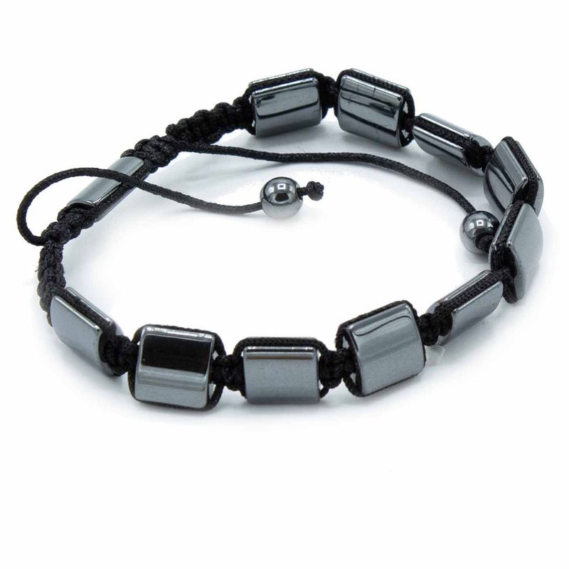 Magnetisches Hämatit-Shamballa-Armband - Doppelquader