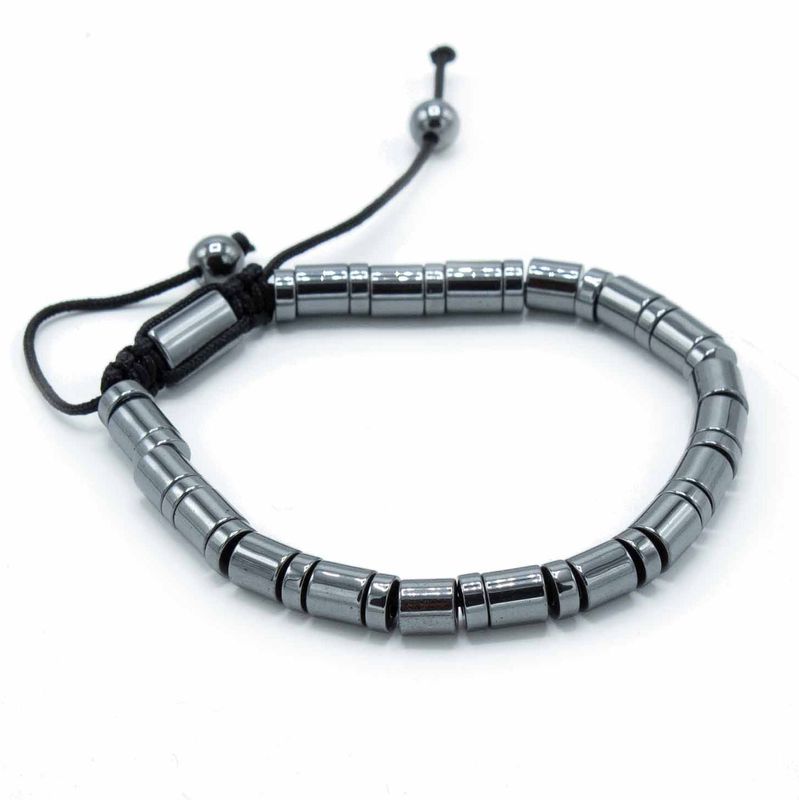 Magnetisches Hämatit Shamballa Armband - Zylinder und Kreise