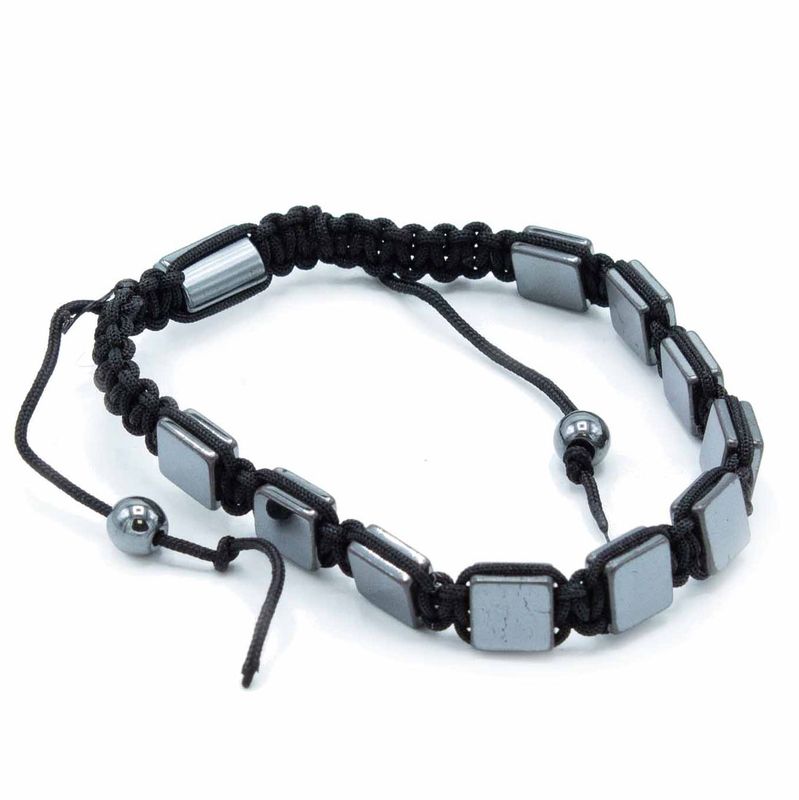 Magnetisches Hämatit Shamballa Armband - Flache Würfel