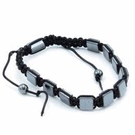 Magnetisches Hämatit Shamballa Armband - Flache Würfel