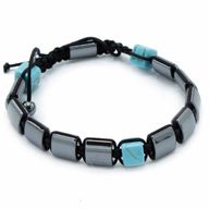 Magnetisches Hämatit-Shamballa-Armband - Türkisfarbene Quader