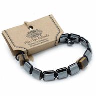 Magnetisches Hämatit Shamballa Armband - Tigerauge Quader