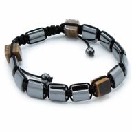 Magnetisches Hämatit Shamballa Armband - Tigerauge Quader