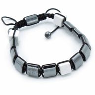 Magnetisches Hämatit Shamballa Armband - Weiße Jaspisquader