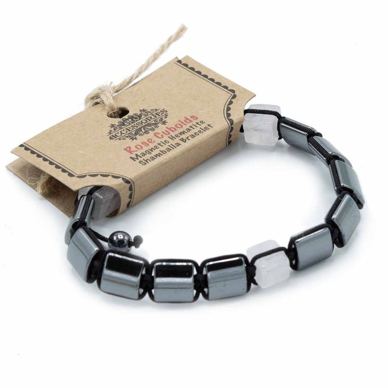 Magnetisches Hämatit Shamballa Armband - Rosenquader