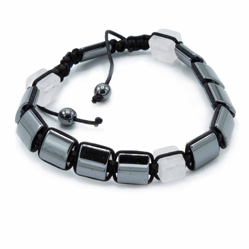 Magnetisches Hämatit Shamballa Armband - Rosenquader