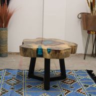 Couchtisch aus Tamarinde und Kunstharz - Aqua