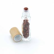 Edelstein-Rollerflasche für ätherische Öle – Roter Jaspis – Holzverschluss