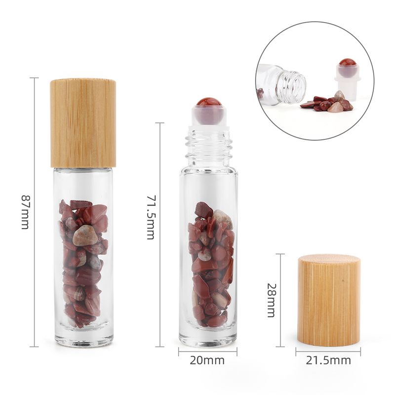 Edelstein-Rollerflasche für ätherische Öle – Roter Jaspis – Holzverschluss