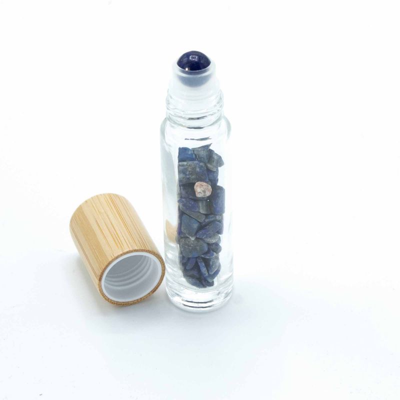 Edelstein-Rollerflasche für ätherische Öle – Sodalith – Holzverschluss