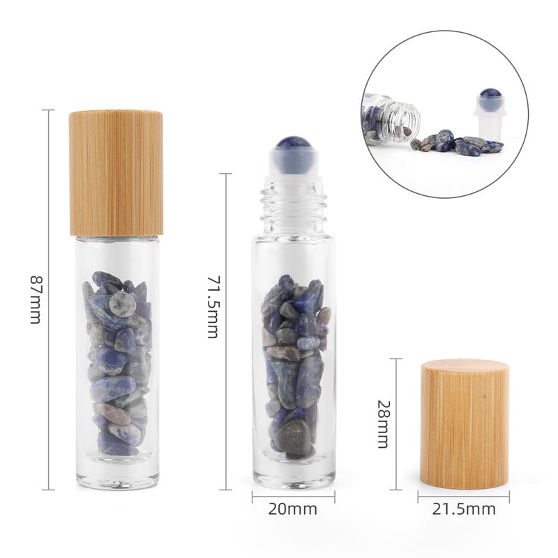 Edelstein-Rollerflasche für ätherische Öle – Sodalith – Holzverschluss