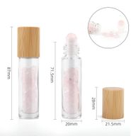 Edelstein-Rollerflasche für ätherische Öle – Rosenquarz – Holzverschluss