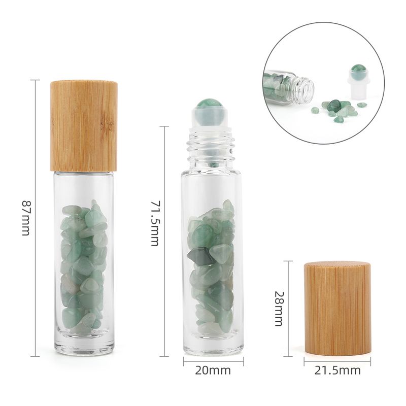 Edelstein-Rollerflasche für ätherische Öle – Aventurin – Holzverschluss