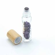 Edelstein-Rollerflasche für ätherische Öle – Amethyst – Holzverschluss