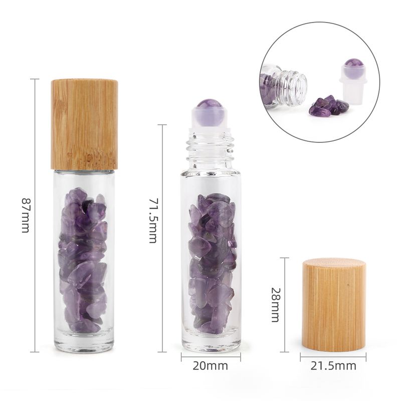 Edelstein-Rollerflasche für ätherische Öle – Amethyst – Holzverschluss