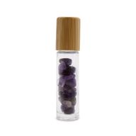 Edelstein-Rollerflasche für ätherische Öle – Amethyst – Holzverschluss