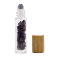 Edelstein-Rollerflasche für ätherische Öle – Amethyst – Holzverschluss