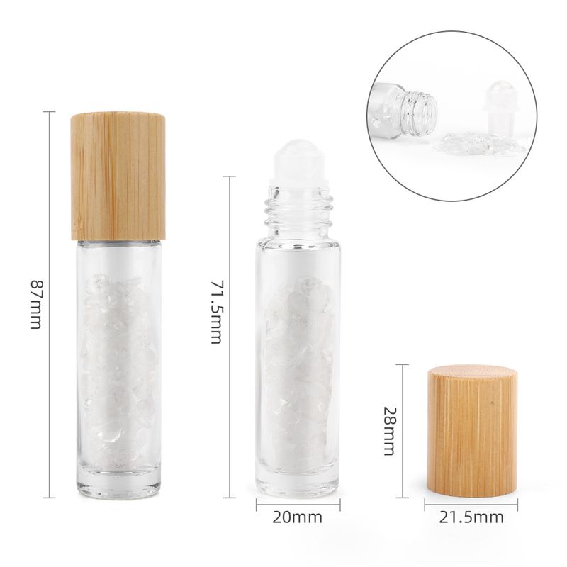 Edelstein-Rollerflasche für ätherische Öle – Bergquarz – Holzverschluss